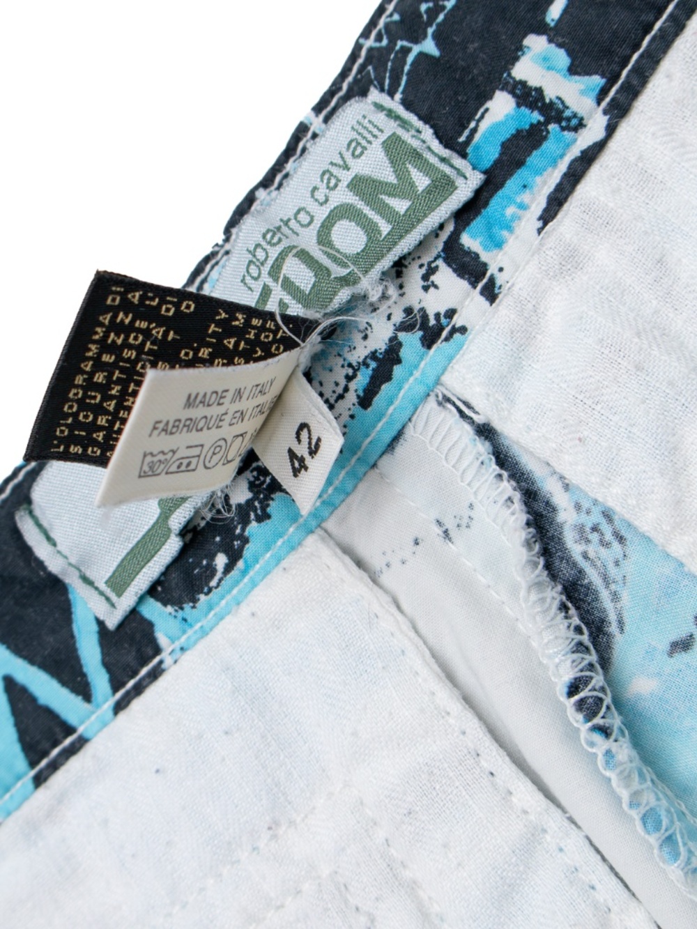 Roberto Cavalli Freedom Cargo Pants Blue Graphic Print Utility Joggers Size 42 - Picture 10 of 11